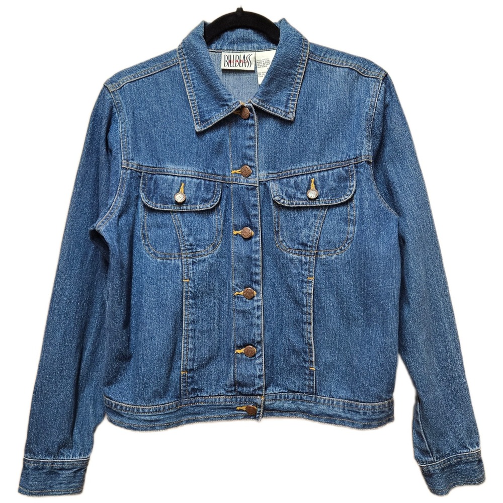 Vintage Bill Blass Jeans Women's Blue Denim Trucker Jacket Medium Wash Size S